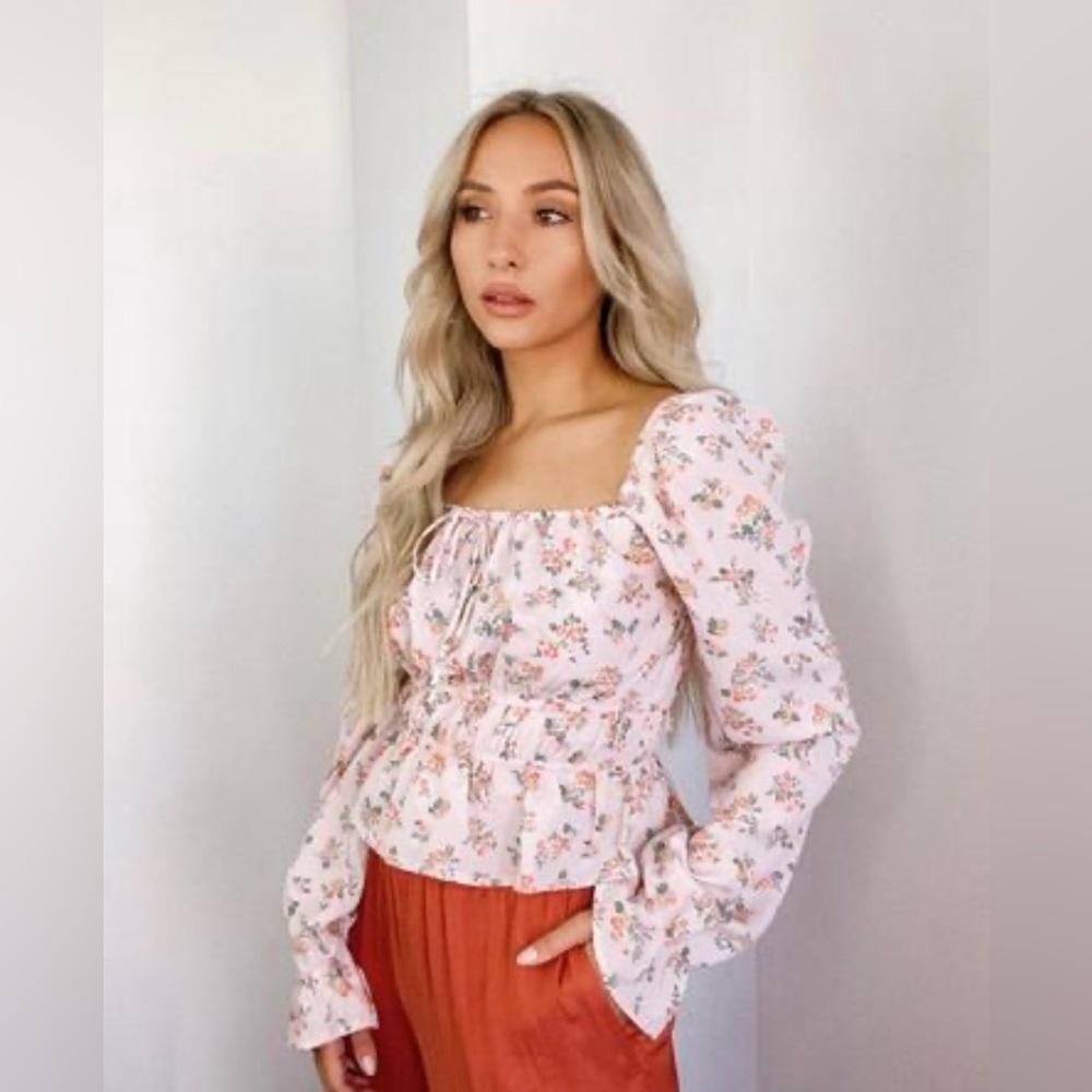 GB Girls Floral Blouse in Pink and White
